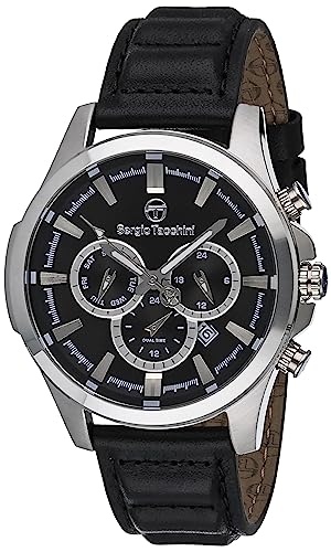 Sergio Tacchini ST.1.10246-1 Archivio Leather Strap Watch for Men, Black