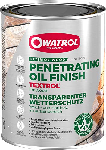 OWATROL - TEXTROL - 1 L - Eiche rustikal - Holzsättiger für den Außenbereich auf natürlicher Pflanzenölbasis - Holzschutzöl für Terrassen und Möbel Cover