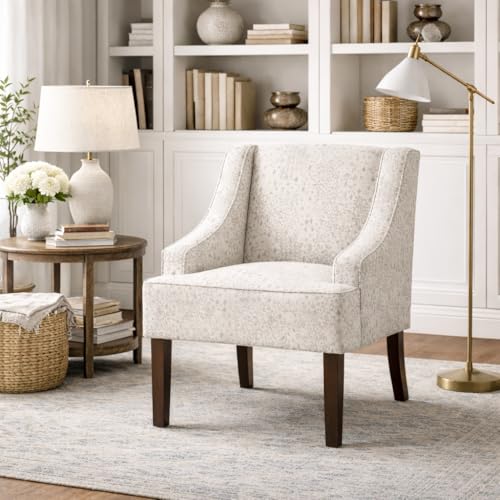 Image of HomePop Classic Swoop Arm Accent Chair - Cream & Gray Vintage Stencil