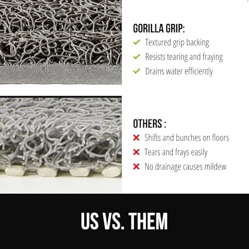 Image of GORILLA GRIP Exfoliating Bath and Shower Mat, Textured Backing, 35x16 Soft Loofah-Style Foot Scrubber for Outside or Inside Bathtub, Quick Dry Easy Drainage Tub Floor Mats, Bathroom Essentials, Gray