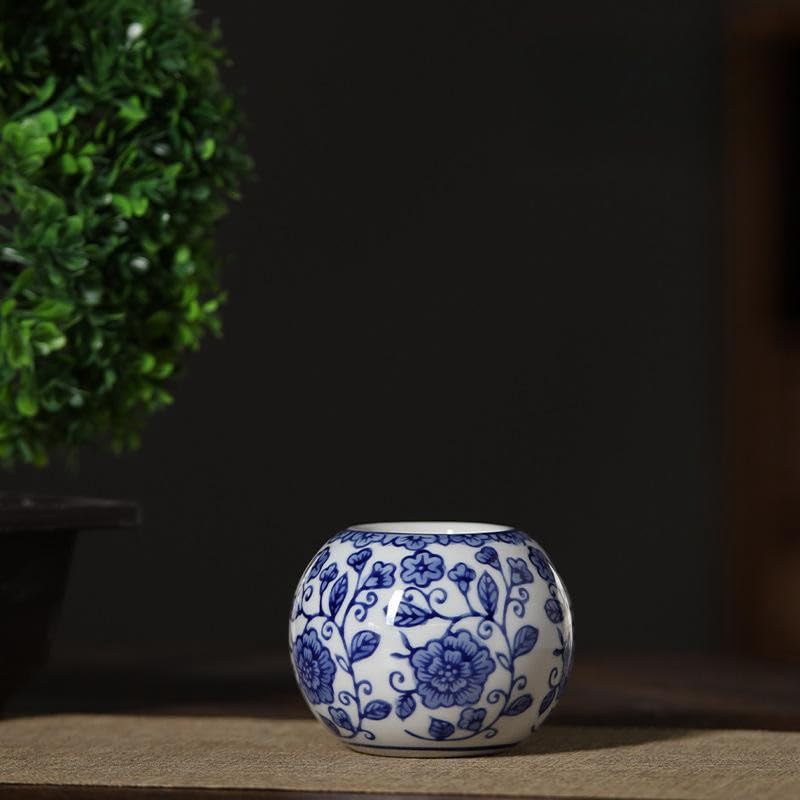 2 Pack Tealight Candle Holder, Small Votive Candle Holders Bulk,Blue and White Porcelain Ceramic Candle Holders for Table Centerpiece, Wedding, Home Decor (C)