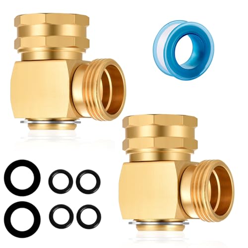 SIGURANTA 90 Degree Garden Hose Elbow 2 Pack, Solid Brass