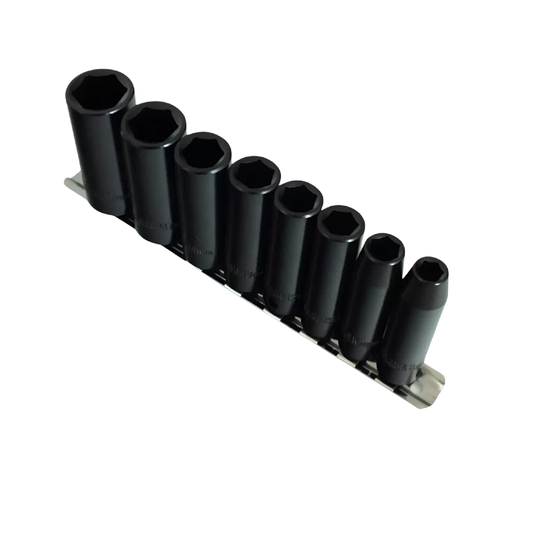 Dunnet Tools 8Pc 3/8" Drive Deep Impact Socket Set | Heavy Duty Metric Sockets in Chrome Vanadium Steel for Impact Wrench, Ratchet, and Mechanics Tools | Professional Grade Socket Set