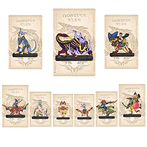 9pcs Monster Hunter Rise NFC Tarjeta Amiibo, Palamute, Palico, Magnamalo. Interruptor compatible, Switch Lite.