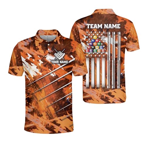 Custom Billiards Polo Shirts for Men, Personalized Billiards Polo Shirt for Women, 8 Ball Pool Polo Shirts for Men Billiard4