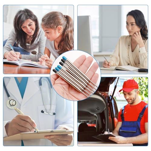 BAVALIN 10 Stück Kugelschreiberminen - Standard Großraumminen Austauschbare Kugelschreiber Minen 1,0mm Strichstärke Metall Kugelschreiber Ersatzmine für Schule, Bürobedarf - Blau