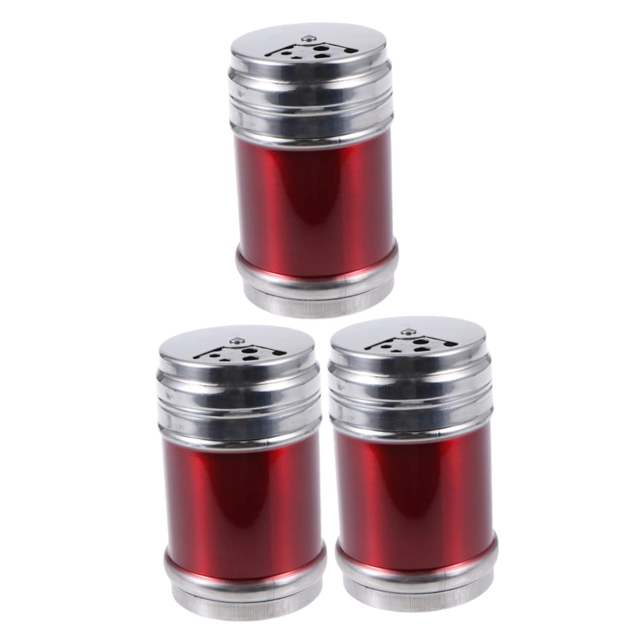 MUCKLILY 3 Pcs Stainless Steel Seasoning Shaker for Sugar Salt Pepper Spice Powder Random Color Kitchen Outdoor Bbq Tools Space Saving Easy to Clean Random Color