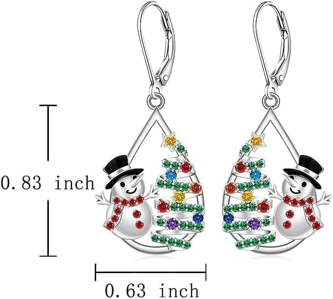 925 Sterling Silver Christmas Earrings Christmas Tree Snowman Earrings for Women Holiday Parties Winter Celebrations Xmas Jewelry Gifts for Women - Image 7