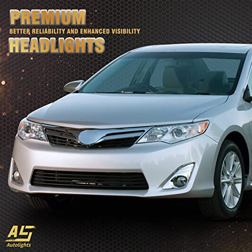 As Headlights Assembly Replacement For 2012 2013 2014 Toyota Camry L/Se/Le/Xle/Hybrid Chrome Housing Amber Reflector Clear Lens Driver And Passenger Side #TOP6