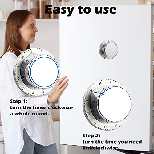 Hendiy Kitchen Timer, Mechanical Stainless Steel Timer Magnetic Kitchen Timer With Loud Alarm Timers For Cooking, Magnetic 60 Minute Wind Up Mechanical Timer No Batteries Required #TOP5