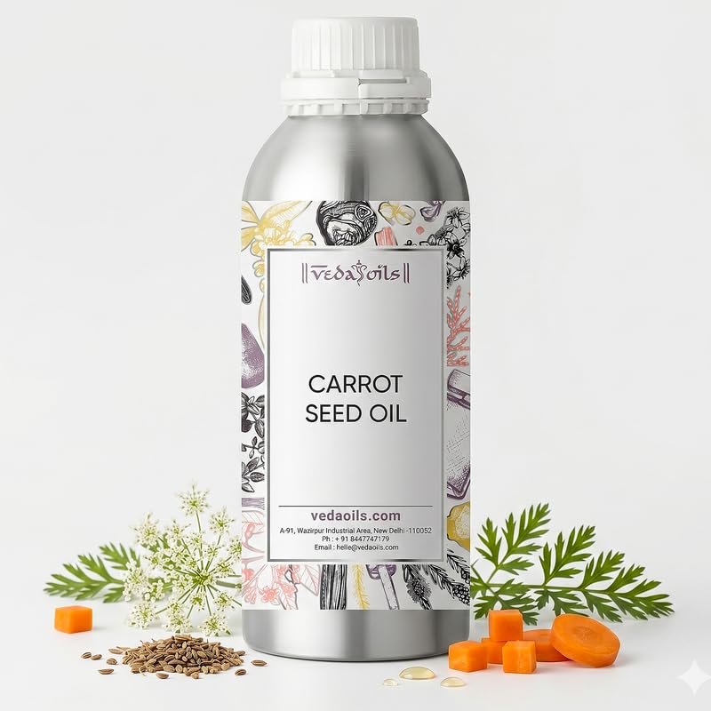 Image of VedaOils Carrot Seed Anti-Ageing After-Bath Body Oil for Fine Lines & Wrinkles | Smooth, Radiant & Glowing Skin | 100% Botanical Extracts | Suitable for All Skin Types | 100ml