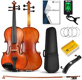 Violin 4/4 Full Size Set Solid Wood Spruce Top Acoustic Violin Fiddle Kit Professional, Ebony Fitting Violin Starter Kit for Beginner Adults, Youth, Teens, Kids, by Vangoa
