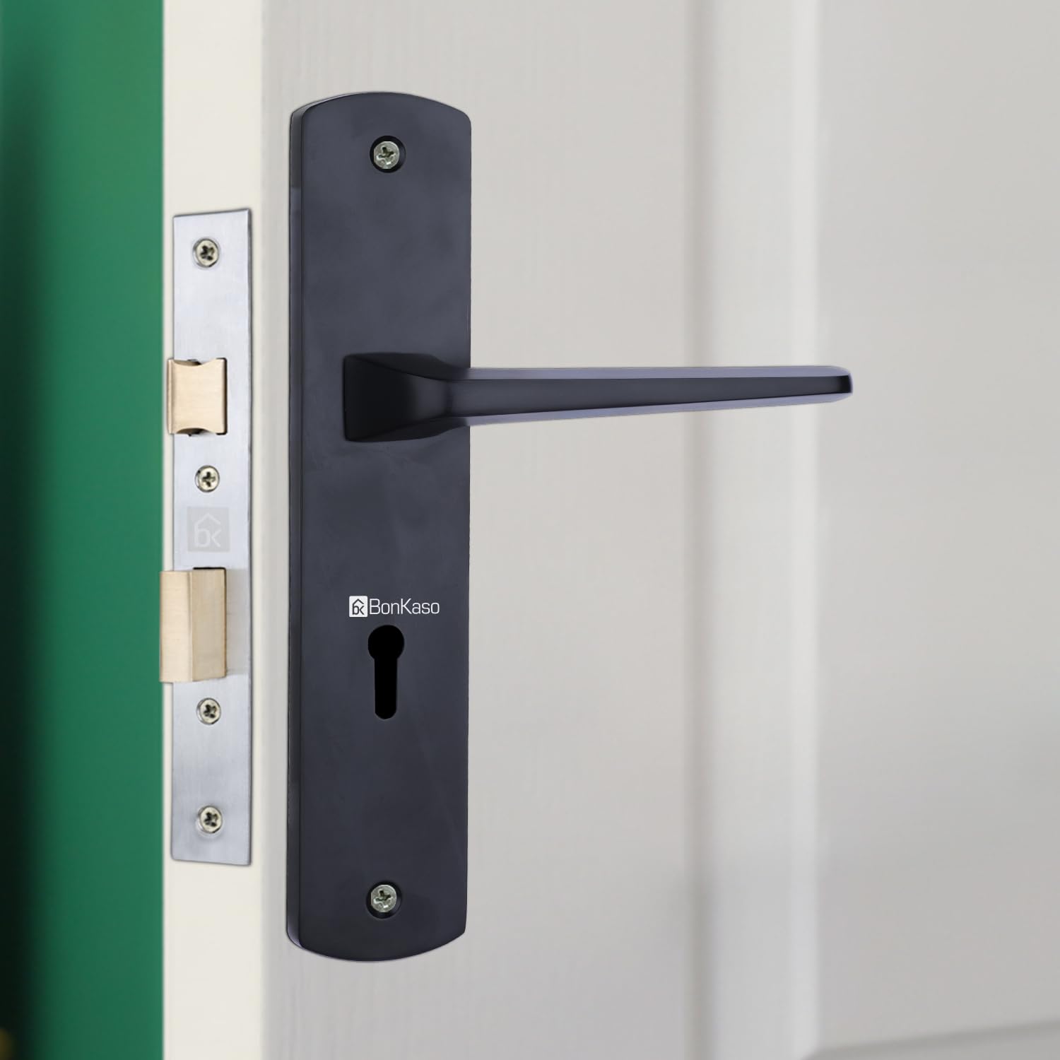 BonKaso KYGMC-1 Premium Zinc Heavy Duty Safe and Secure Mortise Lever Main Door Lock Set with Door Handle and 2 Keys for Home, Office & Hotel - (Matt Black) Set of 1 (B0CDGCRCVP) Amazon Price History, Amazon Price Tracker
