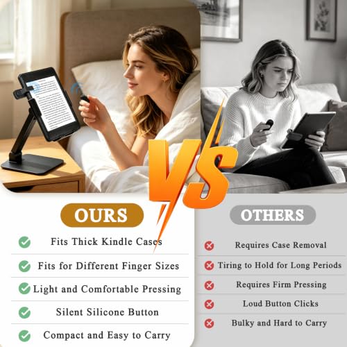 Image of Page Turner Ring for Kindle Paperwhite Oasis Scribe Kobo eReaders, Remote Control Page Turner for iPad iPhone Android Tablets E-Readers, Kindle Accessories for Thick Cases (Black)