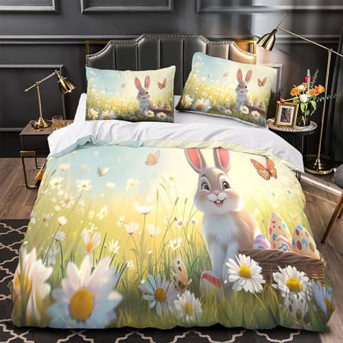 Housse de couette lapin de Pâques 3D microfibre résistante avec fermeture - 2