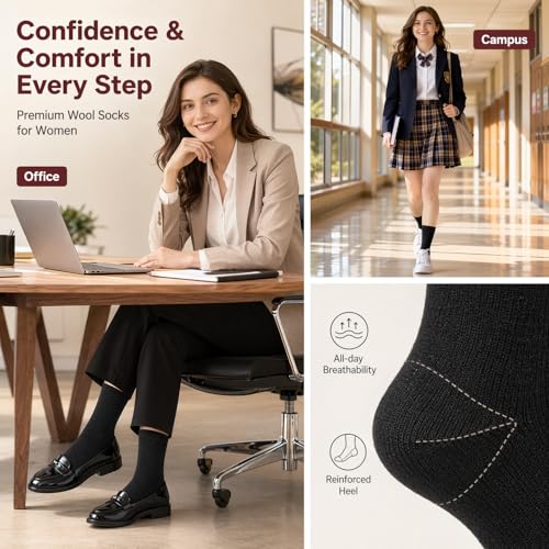 Image of Merino Wool Socks for Women, Lightweight Thin Wool Socks Womens Home Office