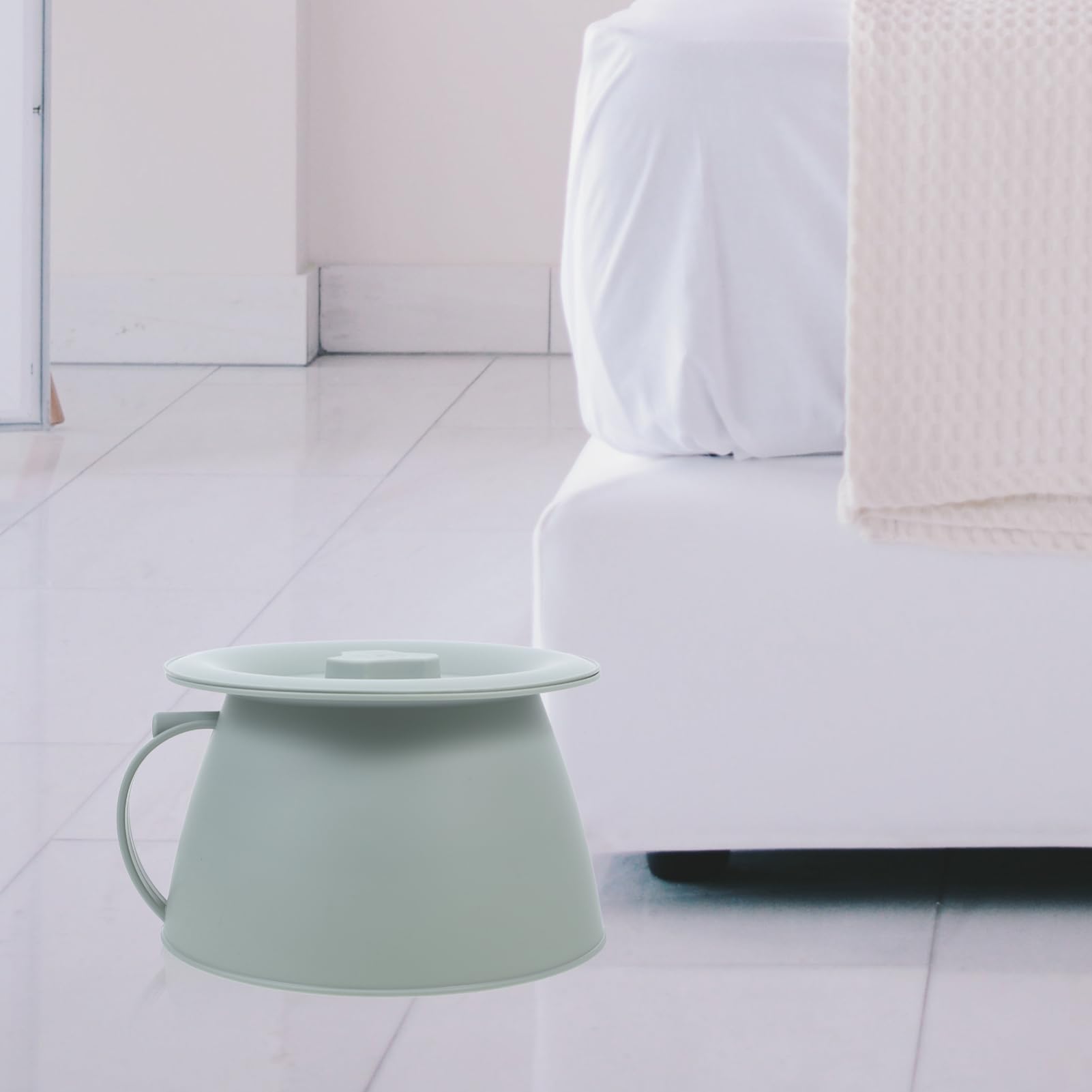 Vaso Da Notte Con Coperchio E Manico - Orinatoio Unisex In Plastica, 1.5L, Verde, Per Anziani E Bambini