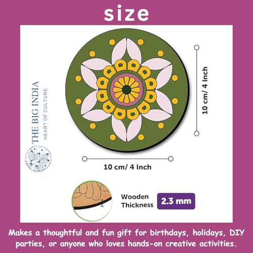 Image of Mandala Tea Coaster Kit | Lippan Art Coaster | Set of 6 with 12 Colors, 1 Brush & 1 Mouldit Clay Cone |DIY Painting Craft Kit for Adults & Kids