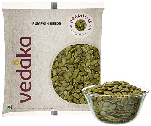 Image of Amazon Brand - Vedaka Premium Pumpkin Seeds, 100g and Amazon Brand - Vedaka Popular Whole Almonds, 100g
