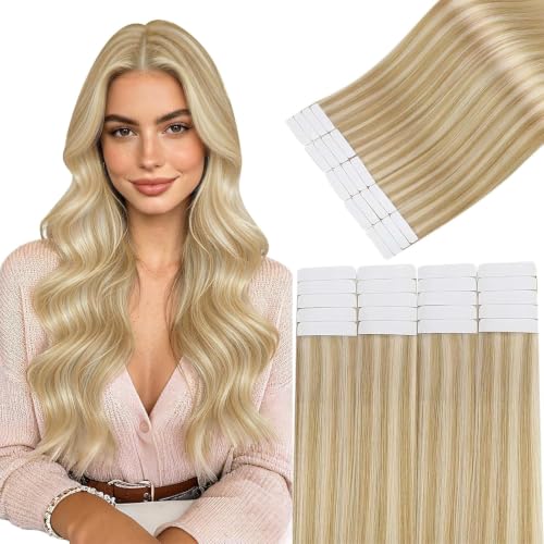 Image of Easyouth 24In Tape Hair Extensions Real Human Hair Highlight, for Long Hair