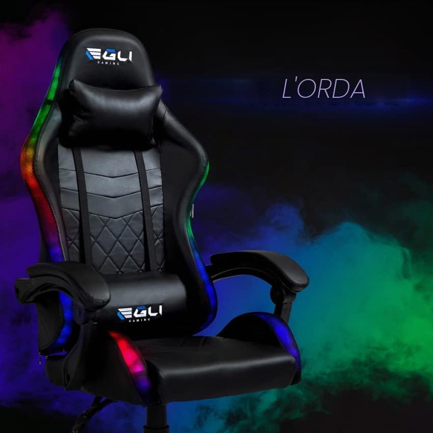 Produce Shop Sedia Poltrona Gaming LED RGB ergonomica Ufficio Cuscino Lombare poggiatesta The Horde