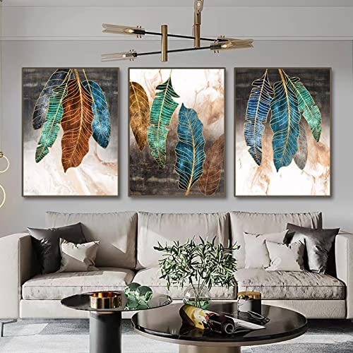 Décoration murale salon KEBIA - Habiller un mur vide avec 3 toiles plantes abstraites 20x30