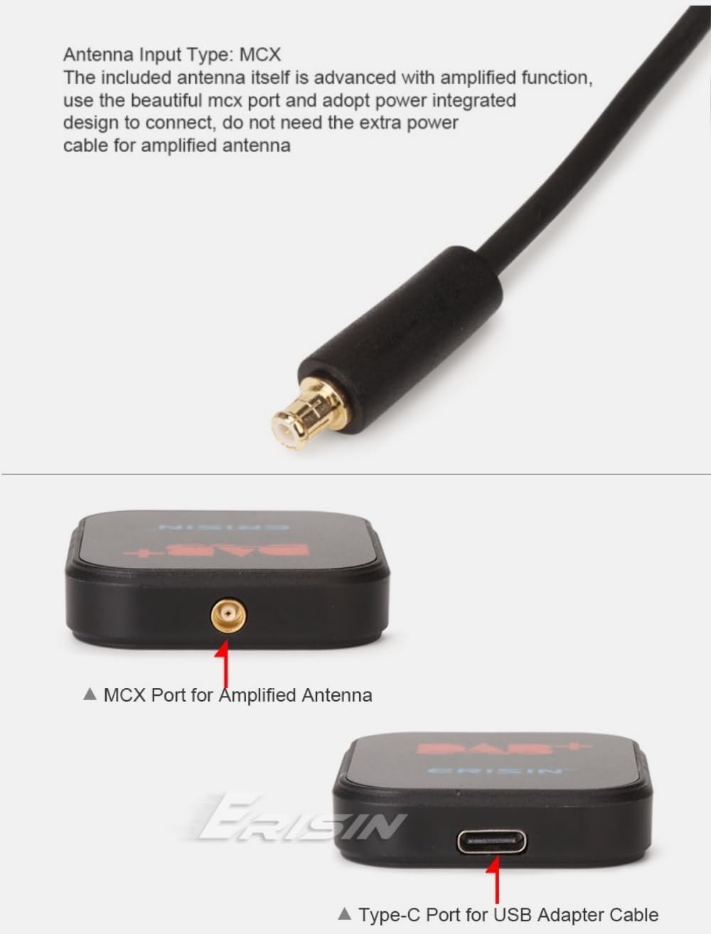 Antenna radio digitale DAB+ con antenna versatile Adattatore DAB per autoradio Android 11 12 13 14 Collegamento porta USB