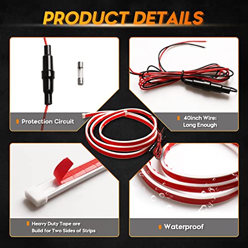 Alopee Dynamic Scan Start Up Hoodbeam Kit White 70 Inch Led Hood Light Strip 12V Daytime Running Light Tailgate Light Door Light Pedal Light Replacement For Cars And Suvs (1Pc) #TOP1