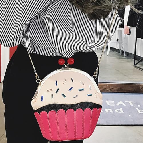 Cake Shape Cross Body Bag Pu Cartoon Purse Ice Cream Sholuder Bag Handbag with Removable Chain3