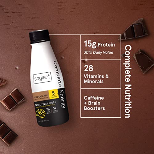Soylent Complete Energy Gluten-Free Vegan Protein Nootropics Shake, Chocolate, 11 Oz (Pack Of 12) #TOP1