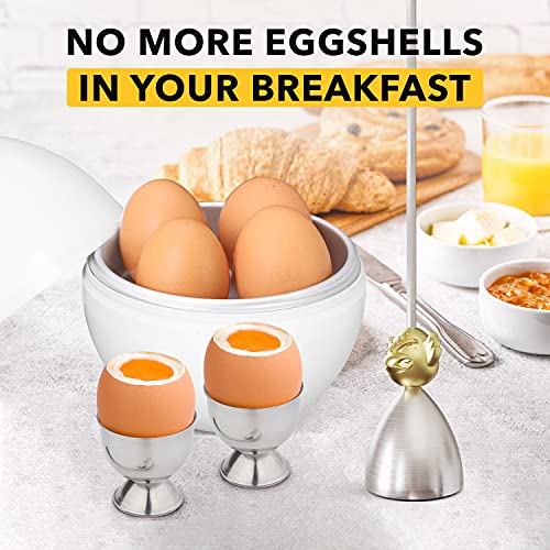 Eggfecto Egg Topper - Hard And Soft Boiled Egg Cutter | Mess-Free Egg Opener For Small, Medium, And Large Eggs | Food-Grade Stainless Steel Egg Shell Opener | Easy To Clean Egg Cracker For Raw Eggs #TOP6