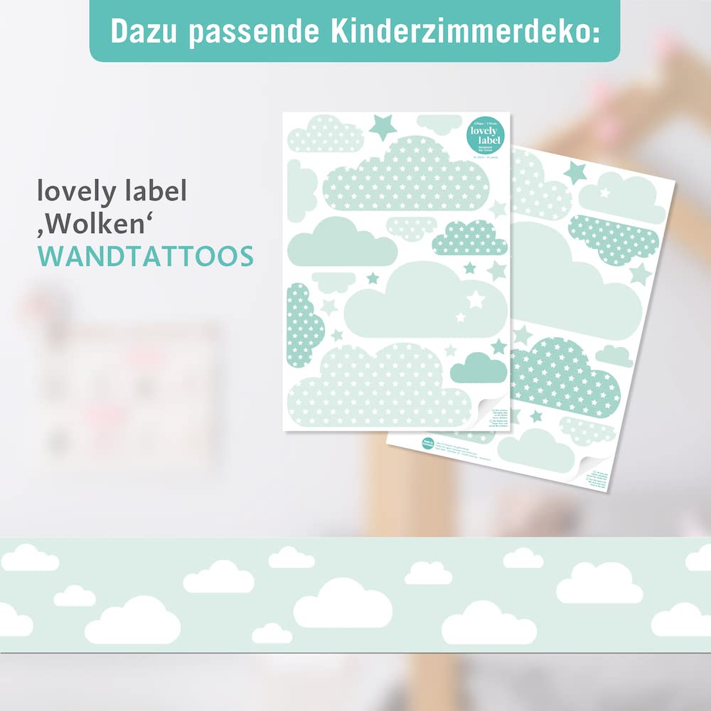 Frise murale autocollante 450 x 11,5 cm motif nuages menthe