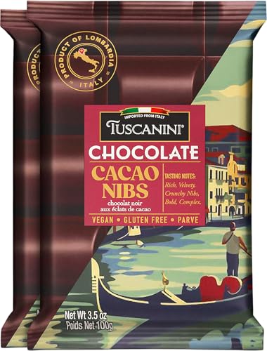 Tuscanini Italian Dark Chocolate Bar with Cacao Nibs, 3.5oz (2 Pa...