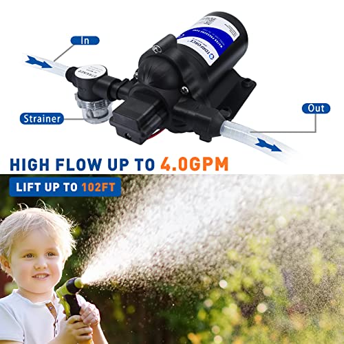 Image of 110V Fresh Water Circulating Pump 4GPM Pressure Increase Booster Pump 45 PSI Transfer Pump Self Priming on Demand Water Pump Diaphragm Pump Washdown Pump Inline Water Pump for Garden Hose