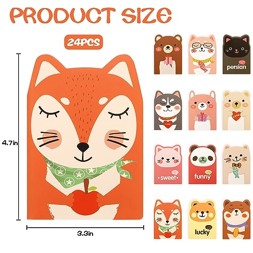 Image of Cute Animal Notebooks, 24 PCS Cartoon Pocket Notepad, Mini Portable Memo Pads, Diary Note Pad with Cartoon Pattern for Kids Drawing Classroom Students Gift School Supplies (Mini Cute Notebook)