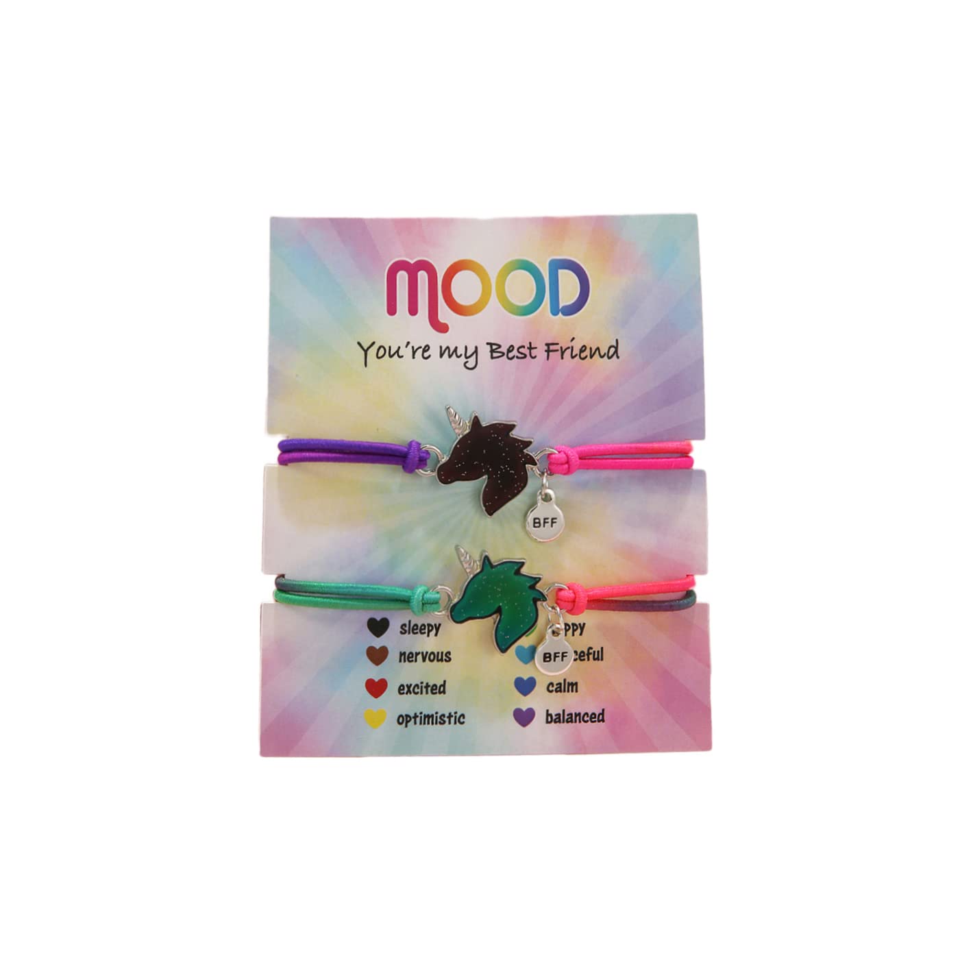 COLORFUL BLING 2pcs Temperature Sensing Color Changing Mood Bracelet Cute Cartoon Animals Mermaid Dinosaur Butterfly Wrap Bracelet for Women Girls Teens Friendship BFF Jewelry