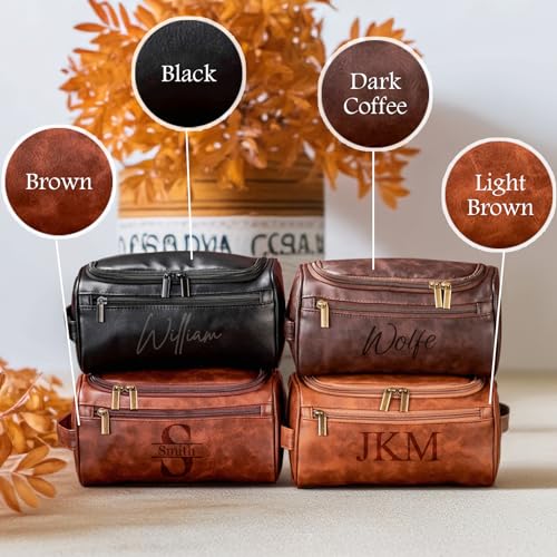 Father\'s Day gift Personalized Toiletry Bag for Men, Handmade Customized Travel Dopp Kit Gift with Monogram Option, Ideal for Groomsmen, Wedding, Anniversary, and Travel, New Dad Gift, Gifts for Men - Thumbnail 5