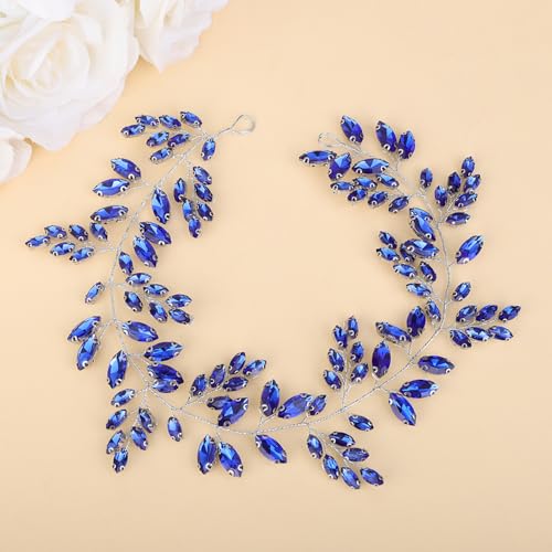 Serre-tête de mariage en cristal bleu accessoire cheveux strass pour femme