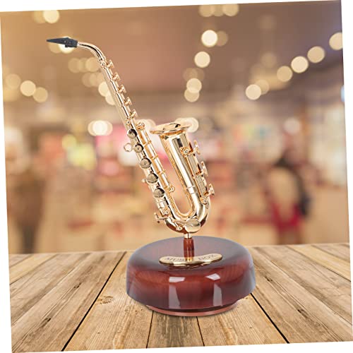 RORPOIR Saxophone Music Box 7.87 Inch Creative Desktop Instrument Decor Unique Musical Instrument Adornment for Home Office Living Room - Thumbnail 4