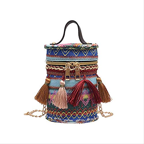 Sac à bandoulière cylindre d'inspiration nationale aux finitions artisanales