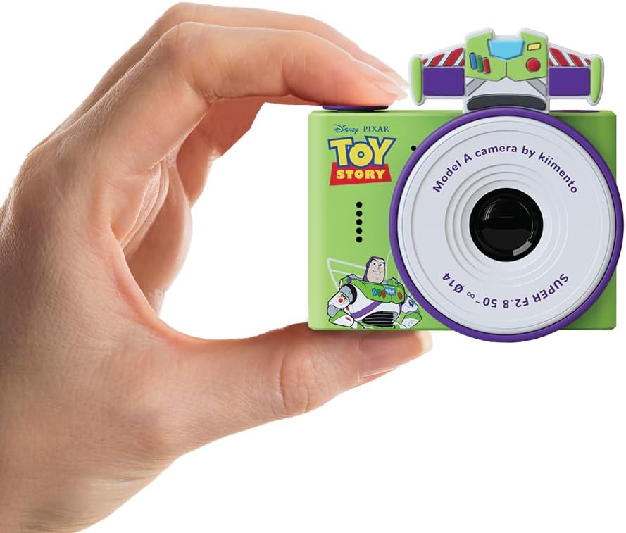 kiimento Disney Buzz Lightyear Ultra-Compact Kids Digital Camera Camcorder with Selfie Lens, 32GB Memory Card, Toddler Friendly Gift for Boys & Girls Ages 3-6 (Model A)