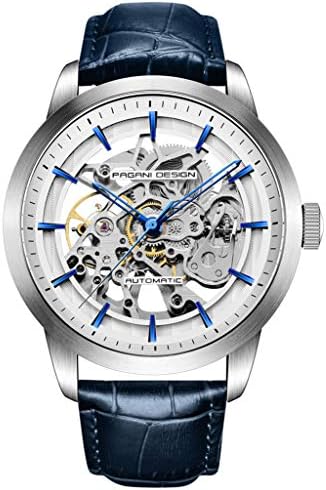 Automatic Mens Watches Skeleton Mechanical Wrist Watch for Men Waterproof Genuine Leather Watchband Luxury Self-Winding Stainless Steel Analog Watch for Men Collection PAGANI DESIGN