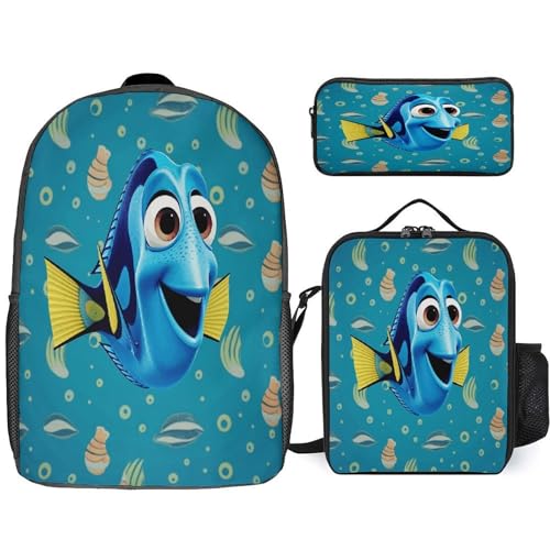 17-inch Backpack,Crossbody Lunch Bag,and Cosmetic Bags Suitable for Travel,business,casual,universal Dory Faces Print Travel Backpacks for Men And Women