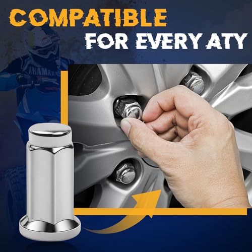 Image of Flat Base Wheel Lug Nuts Fit for Arctic CAT | Fit for BOMBARDIER | Fit for CAN-AM | Fit for Honda | Fit for Kawasaki, 18-PC Set, OE 1781990001 (10mm x 1.25mm Pitch, 14mm Head Nuts)