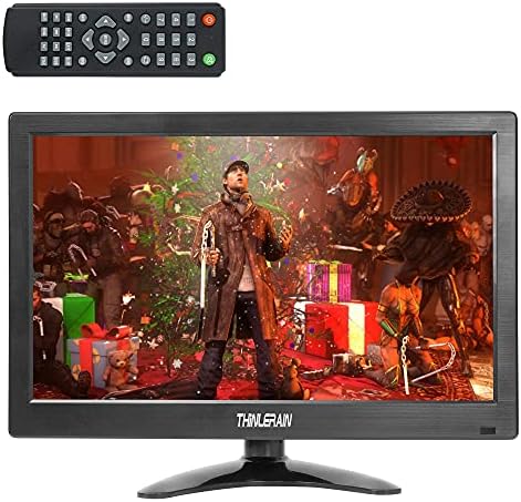 Thinlerain 13.3 inch Small PC Monitor Mini Monitor HDMI Monitor 1366x768 LED Monitor Support HDMI VGA AV BNC USB Intput, for Fire Stick, Computer, Kitchen Monitor, Built-in Speaker