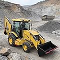 Heavy Duty Backhoe Loader Compact Wheel Type, Mini Loader Backhoe with Hydraulic Front Bucket and Rear Excavator Arm for Construction, Mining, Trenching and Earth Moving