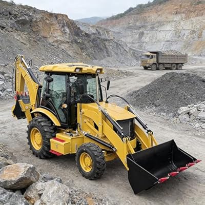 Mini Backhoe Loader Tractor with Hydraulic Front Bucket and Rear Excavator – Compact Loader Backhoe for Farm Trenching, Digging and Rural Development