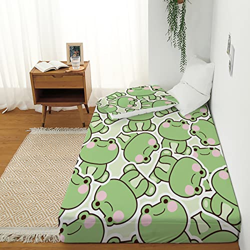 Musolei Cartoon Animal Fitted Sheet Cute Frog Bedding Sheet Sets For Boys Girls And Teens 1 Deep Pocket Fitted Sheet With 1 Pillowcases Microfiber (Frog01, Twin Size) #TOP5