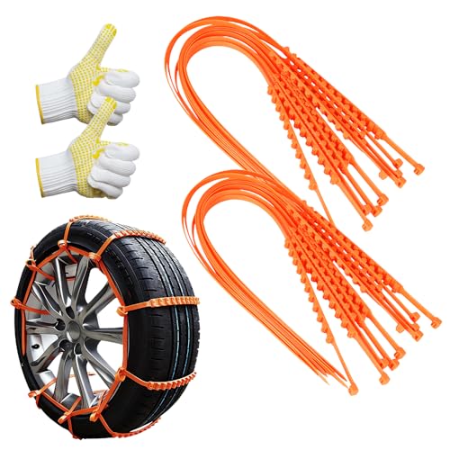 Universal Anti-Skid Snow Tire Chains, Upgrade Reusable Anti Snow Chains, Emergency Traction Cables for Cars SUVs Trucks, Reusable Winter Safety Chains for Snow Ice Mud (10)