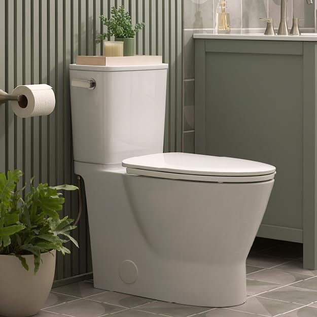 White Vitreous China Elongated Two-Piece High Efficiency Toilet